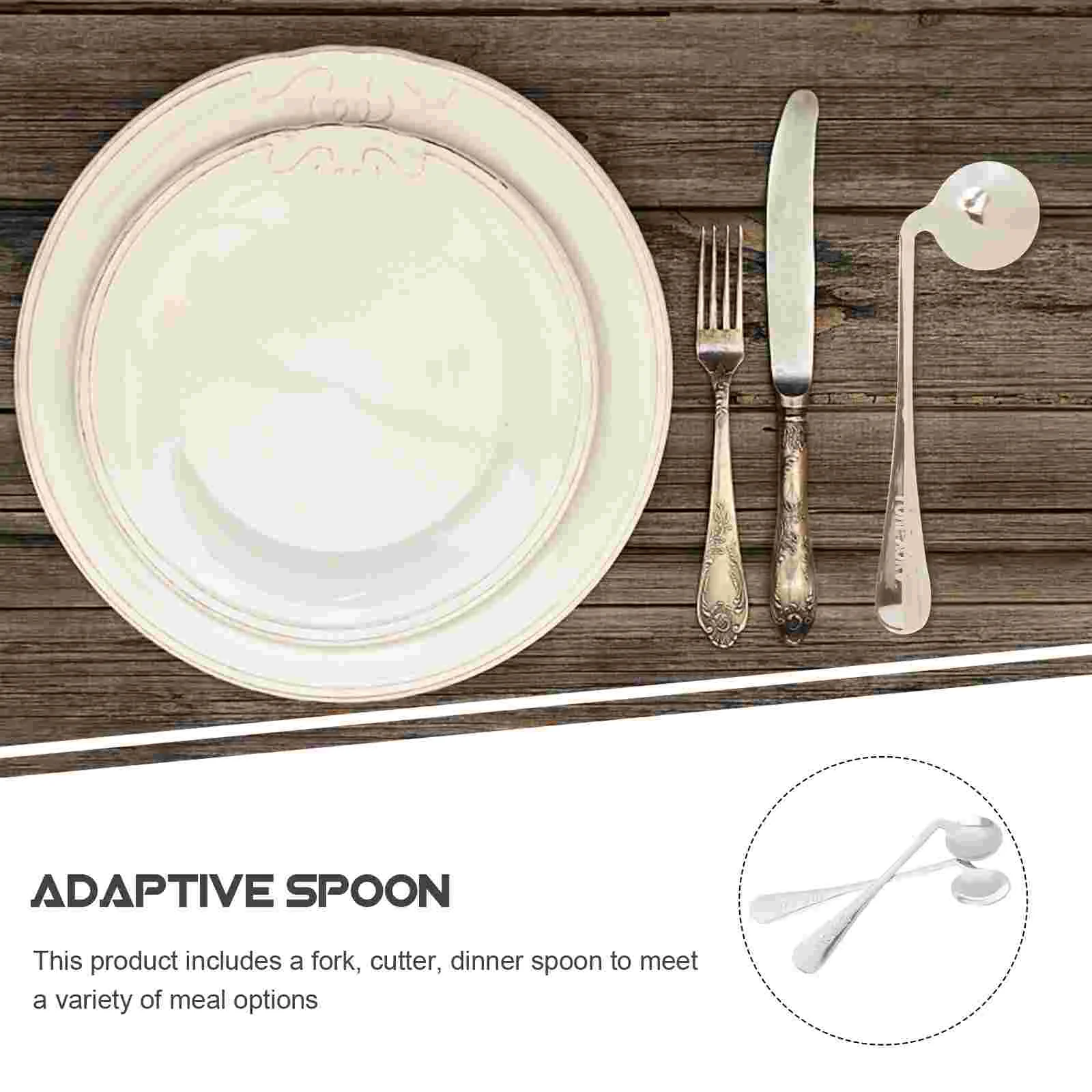 2 Pcs Convenient Elderly Tableware Feeding Spoon Outdoor Serving Utensils Cutlery Portable Adaptive Wear-resistant