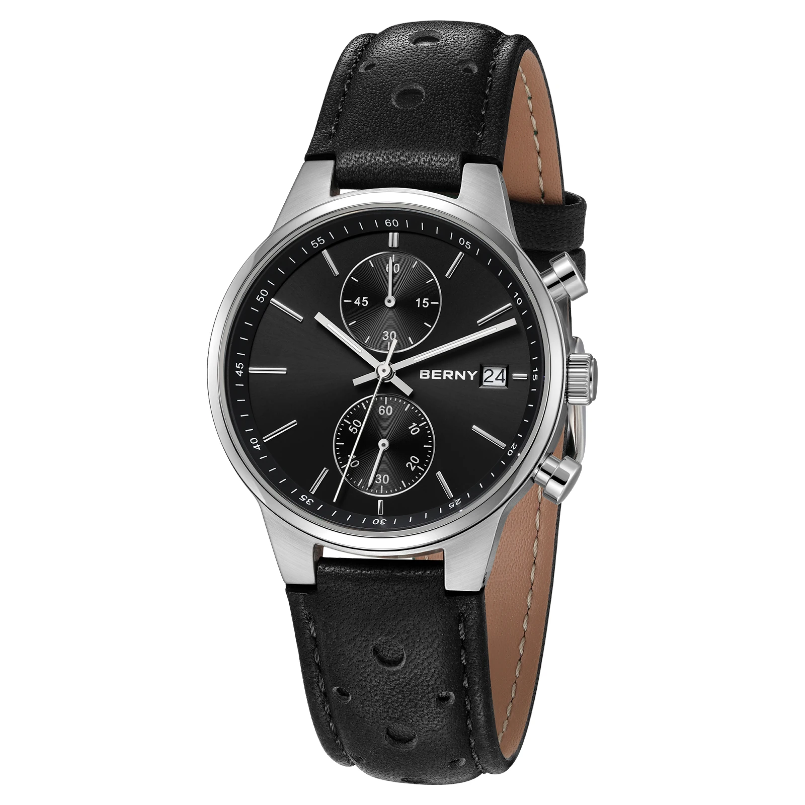 

BERNY Chronograph Men's Watches Multi-function Luminous Date Quartz Watch Calendar Colorful Leather Strap Sports Wristwatch
