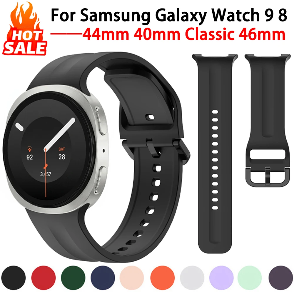 Silicone Band for Samsung Galaxy Watch 9 8 44mm 40mm Sports Bands Correa Bracelet Galaxy Watch 8 Classic 46mm Strap Accessories