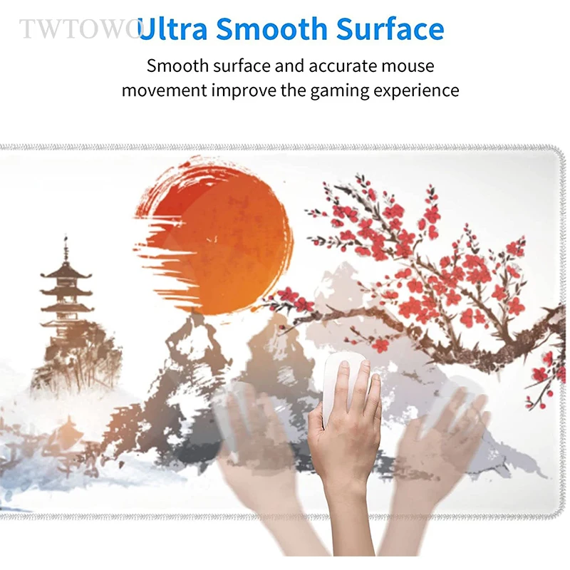 Japanese Style Sakura Sun Cherry Blossom Mountain Mouse Pad Gamer XL Mousepad XXL Mouse Mat Carpet Laptop Desktop Mouse Pad