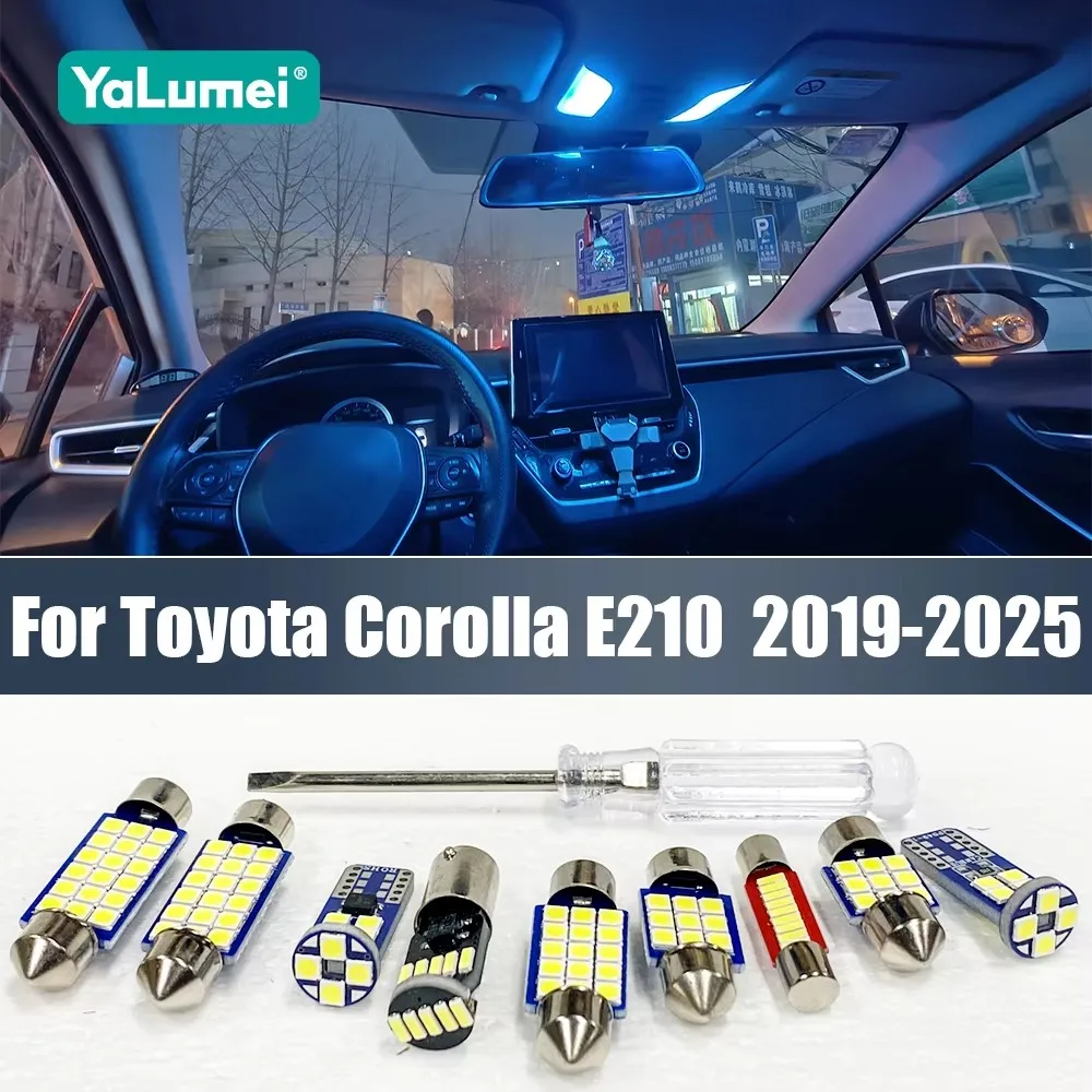 

For Toyota Corolla E210 2019 2020 2021 2022 2023 2024 2025 Hybrid 11PCS Car LED Interior Dome Lamps Vanity Mirror Trunk Lights