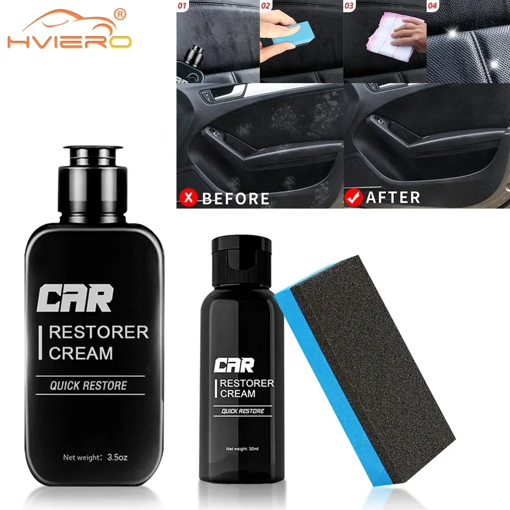 30ml/100ml creme restaurador de carro pasta rápida agente de remodelação de couro plástico automático lavável refrescar o envelhecimento superfícies cuidados limpeza