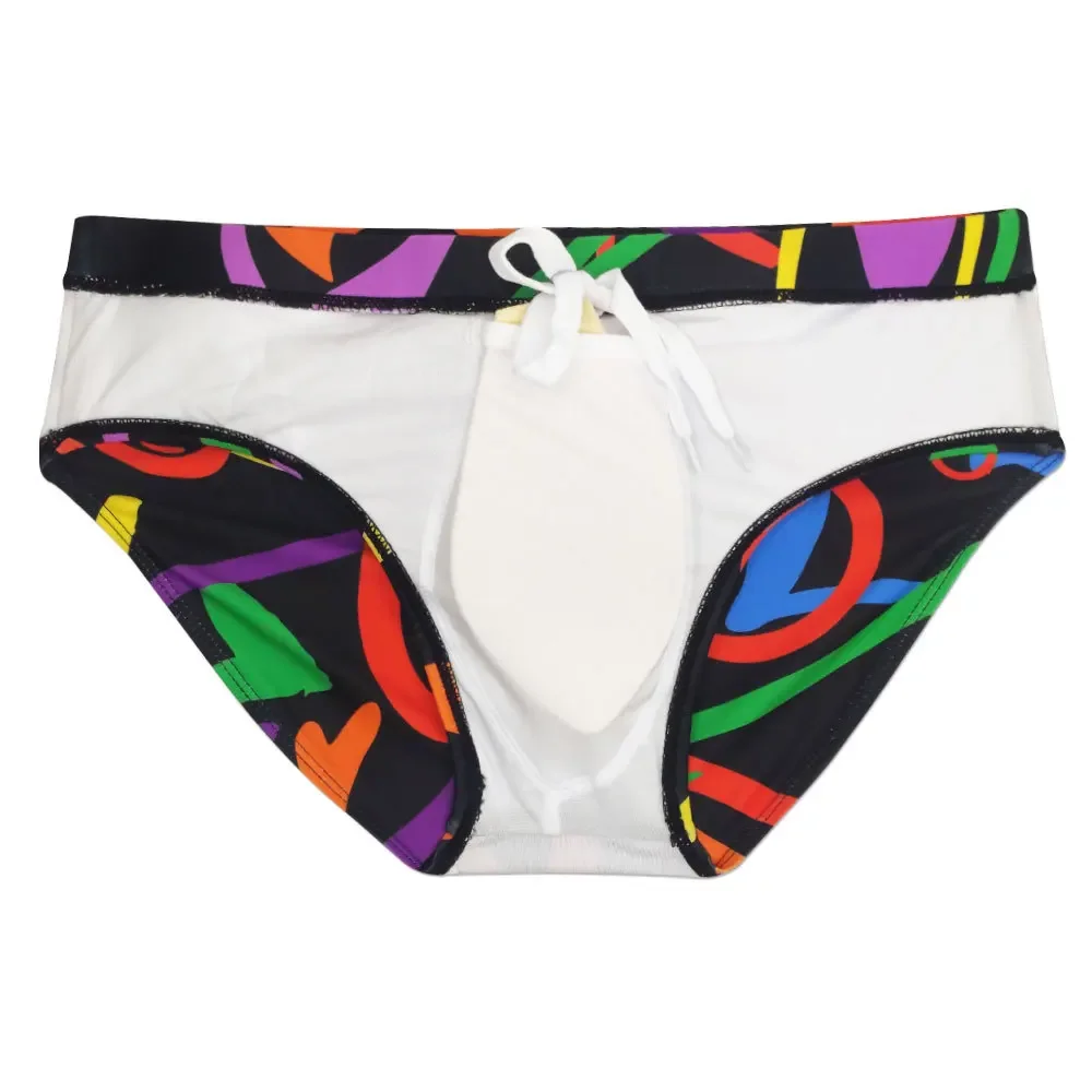 Bañador de corazones de colores para hombre, ropa de baño Sexy con realce, Bikini UXH, ropa de baño para surfear en la playa, 2024