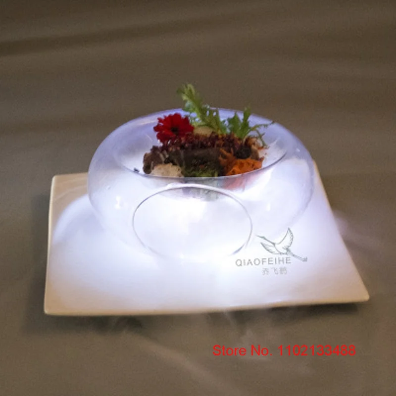 High Borosilicate Glass Salad Bowls Creative Hotel Tableware Dry Ice Artistic Conception Plate Molecular Delicacies Cuisine Dish