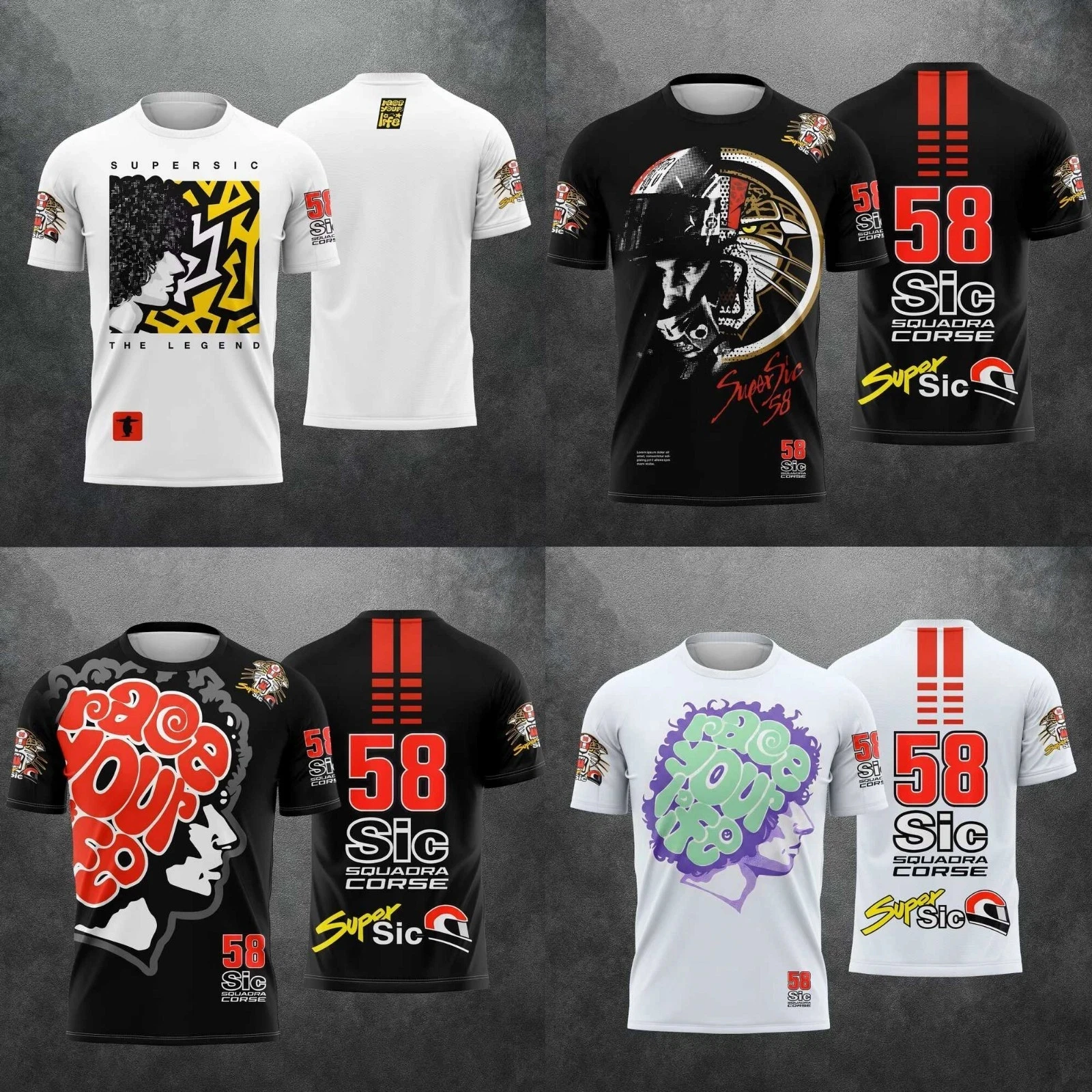 Super Sic #58 Marco Simoncelli Motorcycle Print Short Sleeve Parent Kids Motorbike Casual Summer T Shirts Family Matching