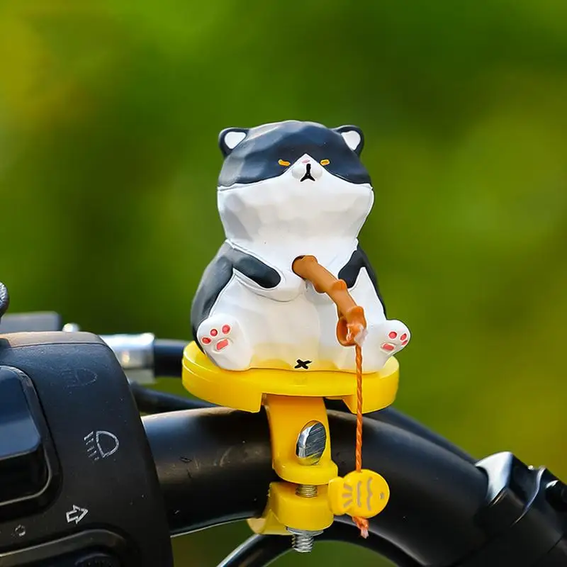 Cute Fishing Cat Figurine Ornament Creative Bike Handlebar Cat Toys Universal Motorcycle Decoration Accessories