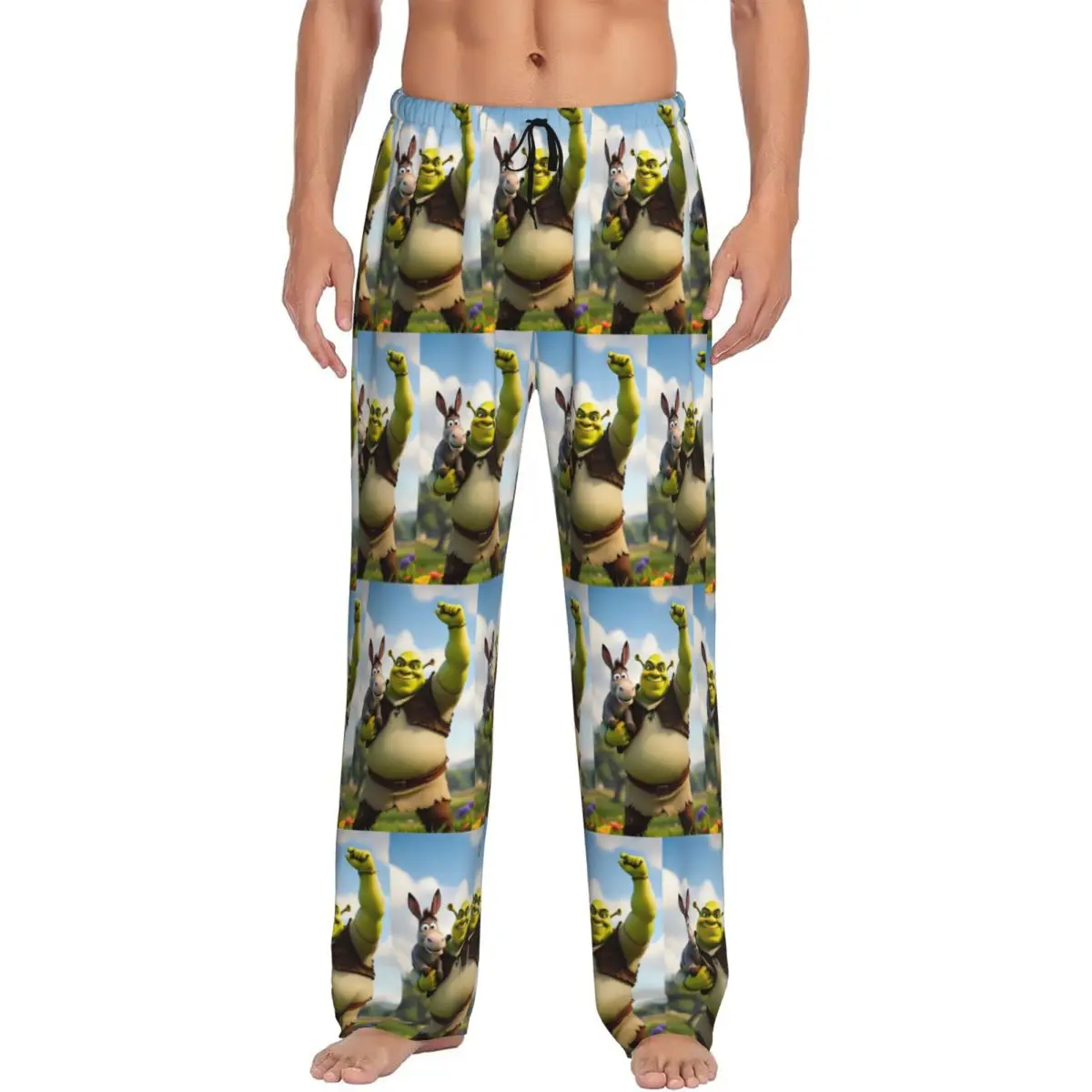 

Custom Print S-shreks Pajama Pants Men's Funny Cartoons Sleep Sleepwear Bottoms with Pockets