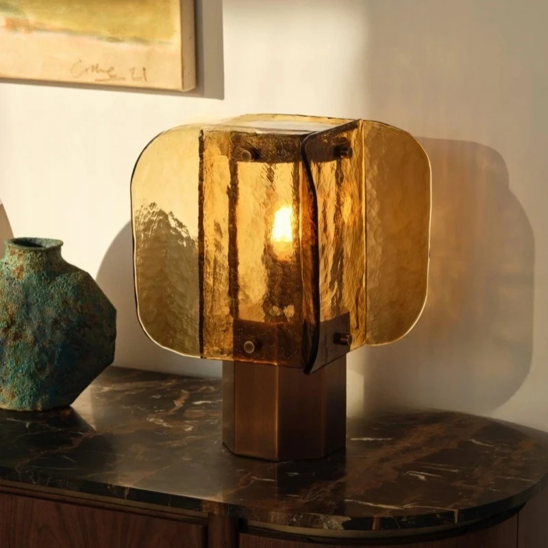 Medieval Art Italian Murano Handmade Glass Bedroom Living Room Study Amber Desk Lamp