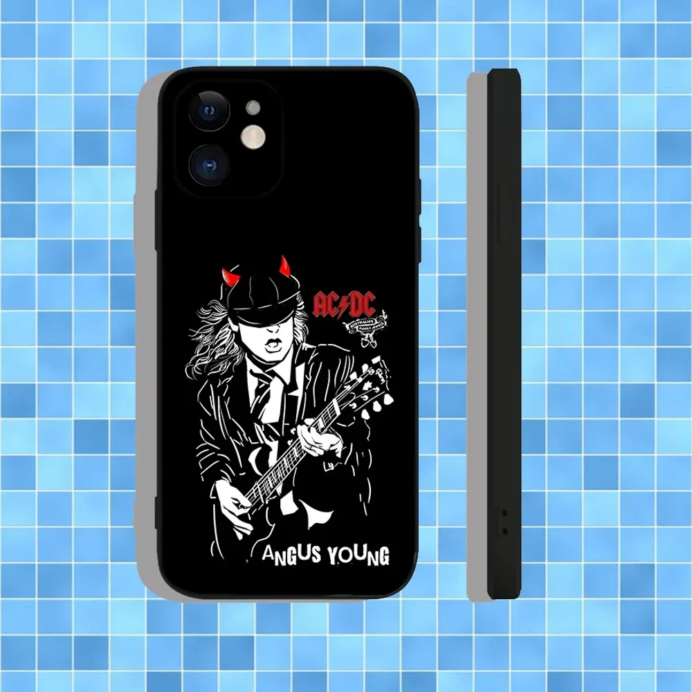 حافظة هاتف تيار متردد باللون الأسود لهاتف iPhone 16,15,14,13,12,11,Pro,Max,Plus,X,XS,XR,SE,8,7,Mini,Soft Silicone Black Case