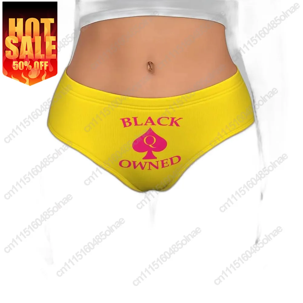 Custom Womens Black Owned Queen Of Spades Panties Stretch Briefs Sock Underwear Valentine's Day Gifts Underpants