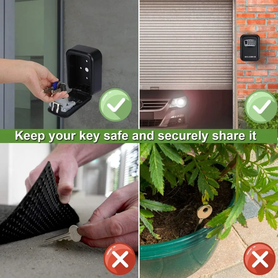 Cassetta di sicurezza a combinazione impermeabile per montaggio a parete esterno, stoccaggio di chiavi domestiche, contenitore di sicurezza in metallo durevole per accesso alle chiavi