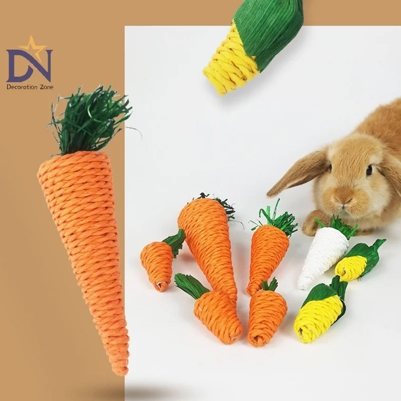 Hamster Rabbit Chew Toy Bite Grind Teeth Corn Carrot Woven Balls Tooth Cleaning