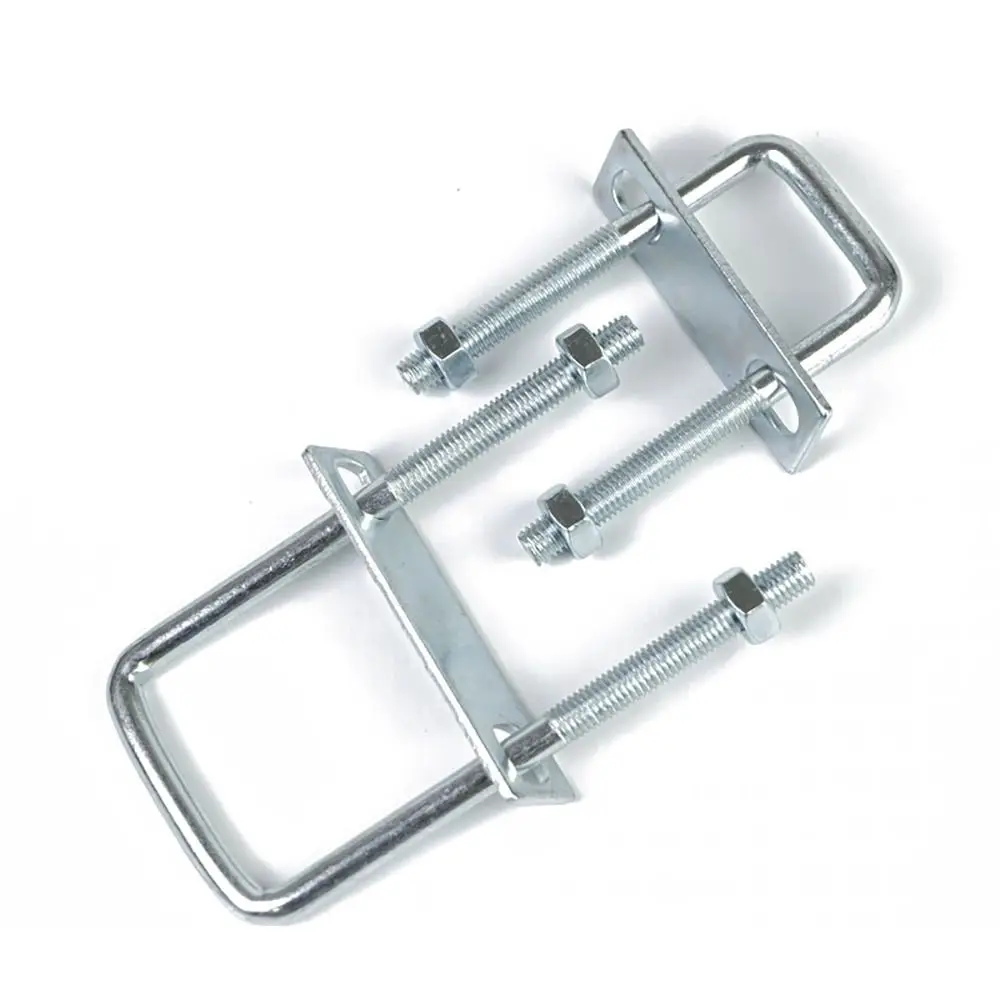 Abrazadera de tubo cuadrado M8 de acero al carbono Q235 galvanizado duradero con tornillos deflectores, abrazadera en U, perno cuadrado para tubo cuadrado, 1 Uds.