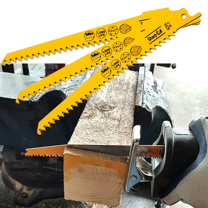 

10 PCS 6" Inch 6TPI Sabre Saw Blades for Cutting Wood and Plastic High Carbon Steel Reciprocating Saw Blade DIY Tools Jigsaw