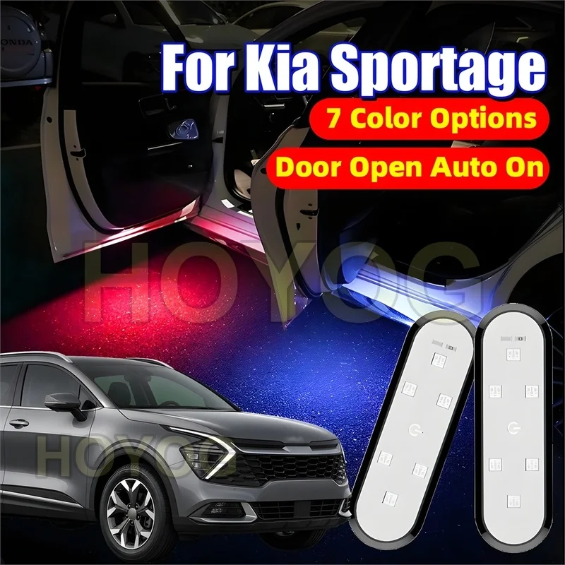 For Kia Sportage 2021-2026 USB Rechargeable Wireless LED 1-4pcs Car Door Warning Light for Door-Opening Alerts