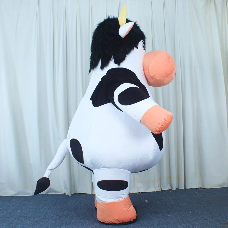 SAYGO Inflatable Cow Costume Blowing Up Cows Costume Mascot Performance Props Full Body Wear-on Costumes Farm Party Costumes