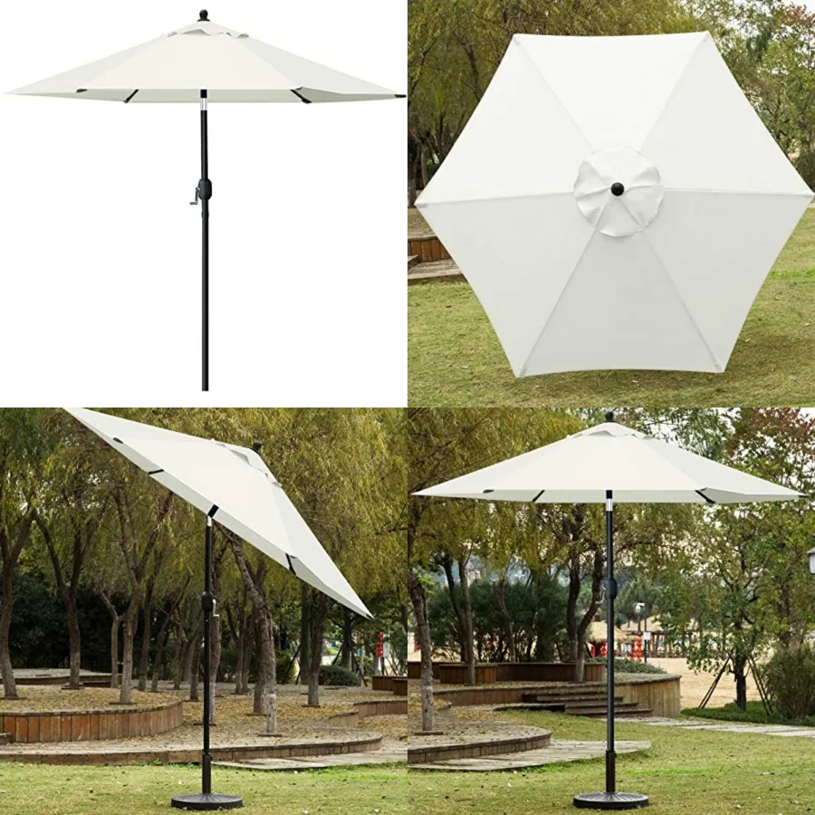 

7.5' Patio Umbrella Outdoor Table Market Umbrella with Push Button Tilt/Crank, 6 Ribs