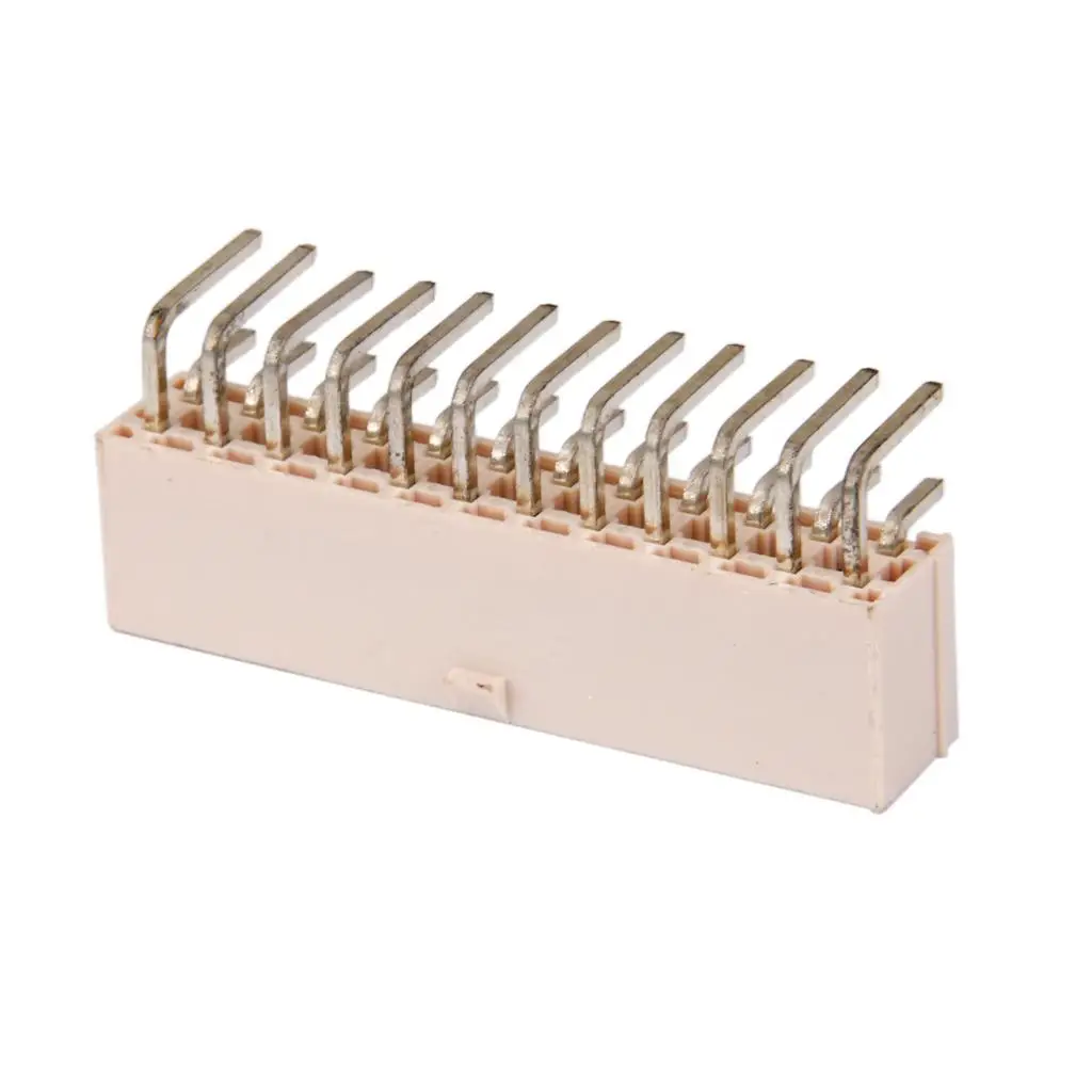 Beige 24 Pin Angled Power Supply PCB Solder L Plug Connector Converter