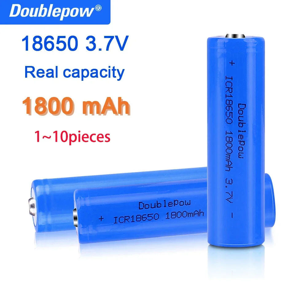 

18650 3.7V 1800mah Pointed Battery Rechargeable Lithium Battery Li-lon Real Capacity for Toy Doorbell, Flashlight, Fan Battery