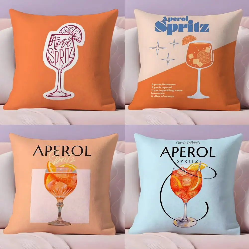 Funda de cojín clásica Aperol Spritz, funda de almohada corta de felpa con estampado de doble cara para el hogar, lavable a máquina en cálida funda de almohada de invierno