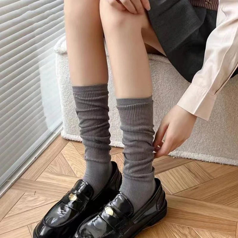 Women's Summer Thin Mid-calf Socks Comfortable And Breathable Student Socks Solid Color Simple Mid-calf Socks Vertical Striped