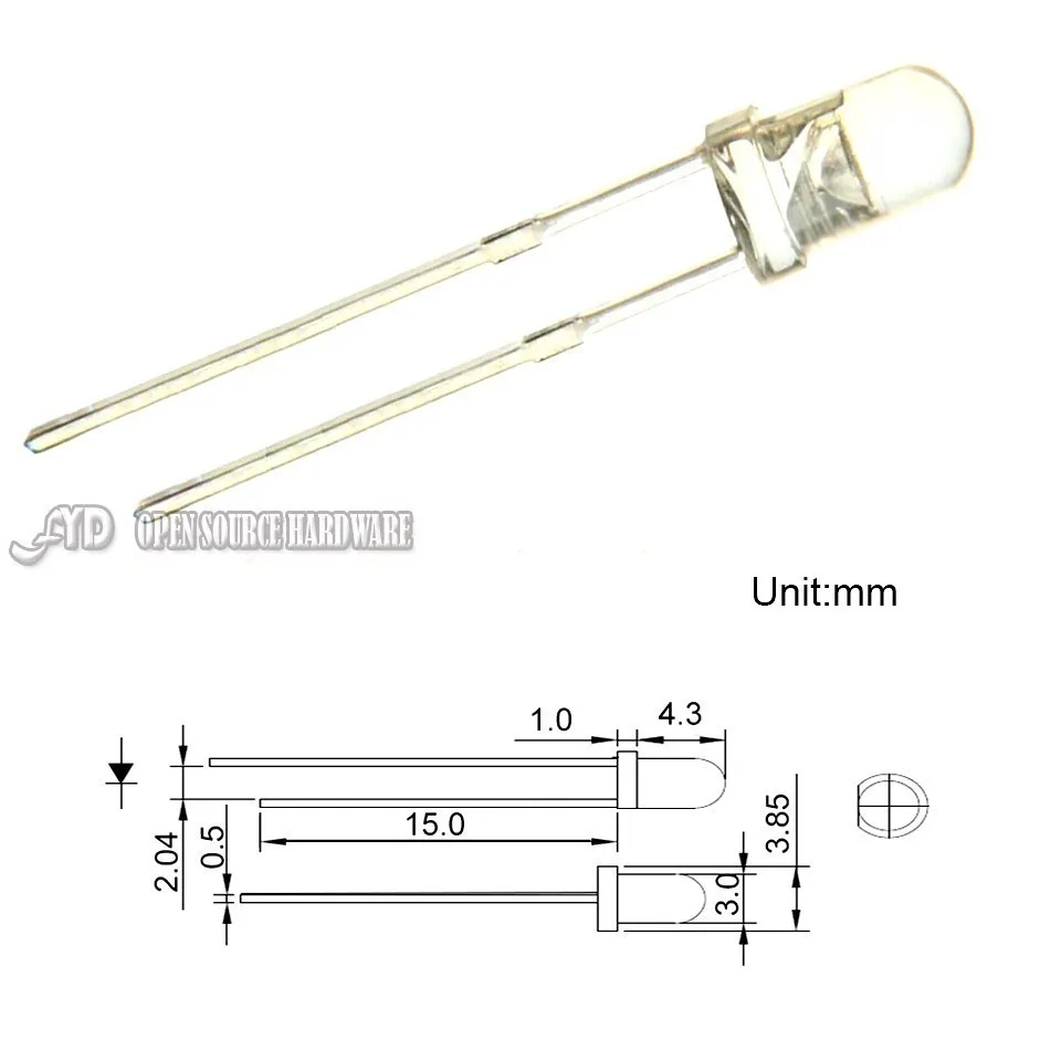 100pcs lente trasparente LED 3mm bianco caldo rotondo superiore trasparente Ultra luminoso 3mm LED lampada a diodi emettitori di luce