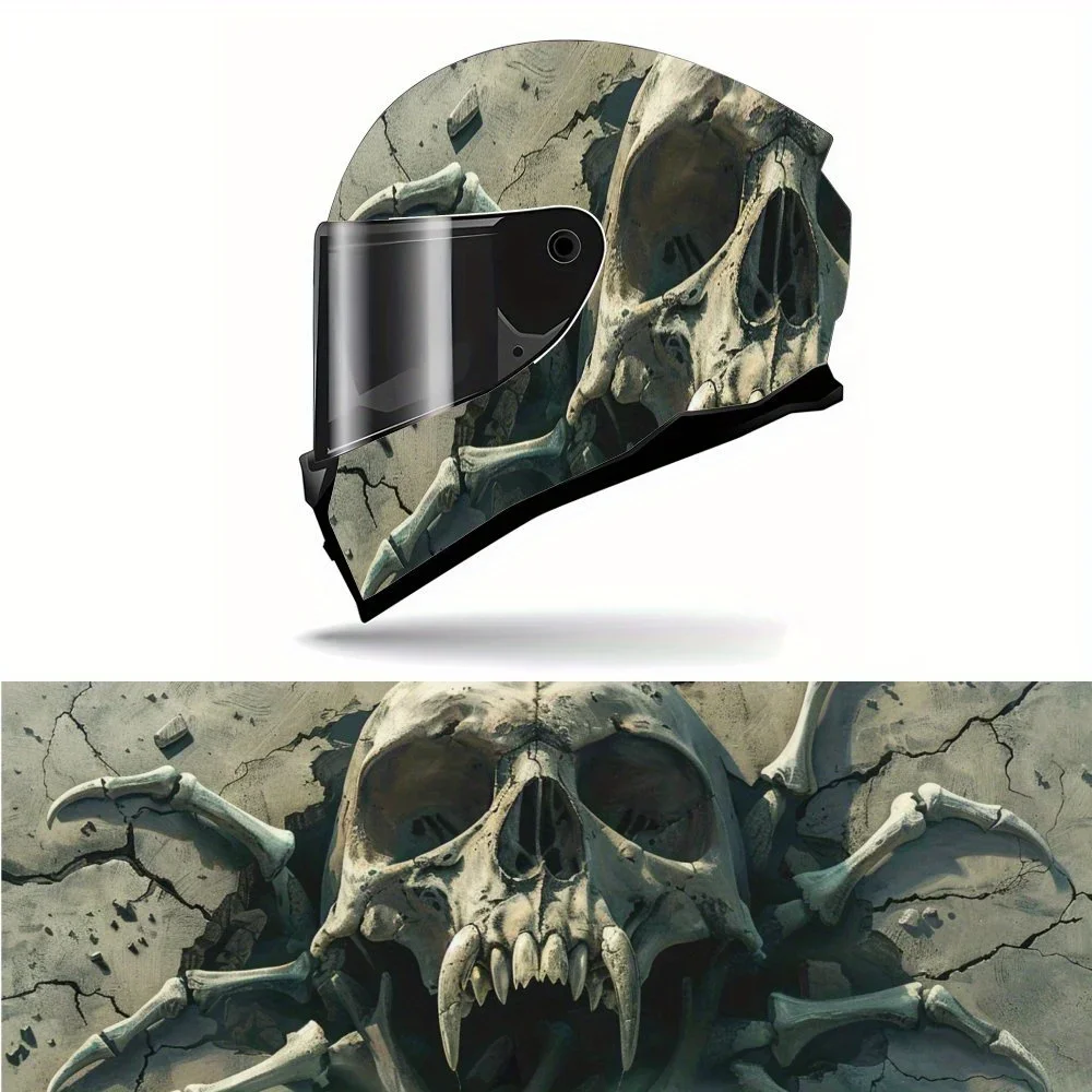 

Аутентичный дизайн черепа, виниловая наклейка на мотоциклетный шлем, персонализированная наклейка для украшения шлема, водонепроницаемый самоклеящийся шлем