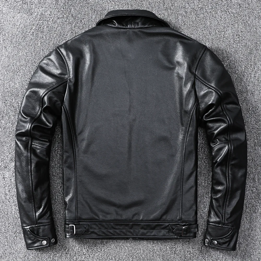 LNY SHop Best.black classic casual leather jacket.mens quality cowhide coat.plus size soft biker slim leather clothes.