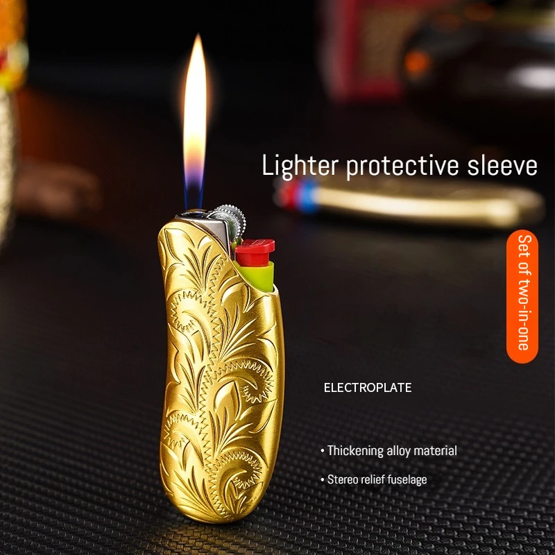 Creative Banana Shape Golden Armor Bic Bic J5 Lighter Case Shell Gas Lighter Portable Shell Accessories