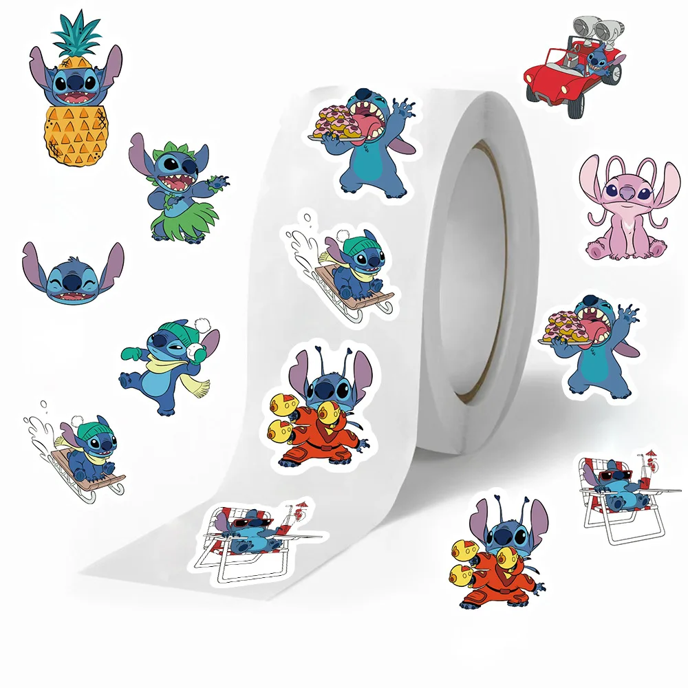

500PCS Disney Stitch Cartoon Roll Stickers DIY Guitar Phone Laptop Suitcase Water Cup Skateboard Planner Supplies Decals