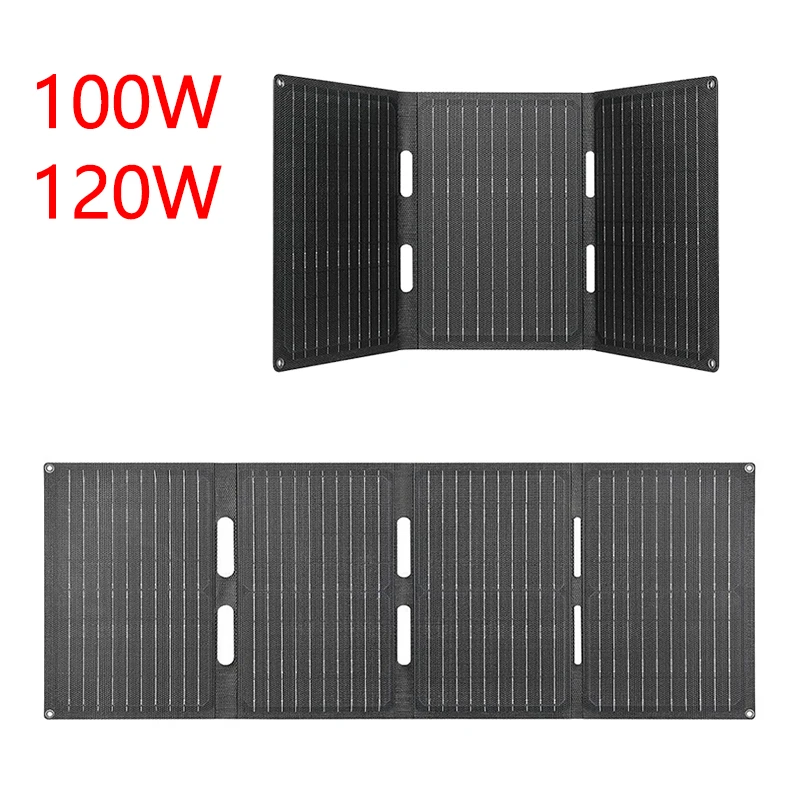 

100W/120W ETFE Solar Foldable Bag Portable Folding Solar Panels Type-C/USB/DC Output for Outdoor Camping Phone Power Station