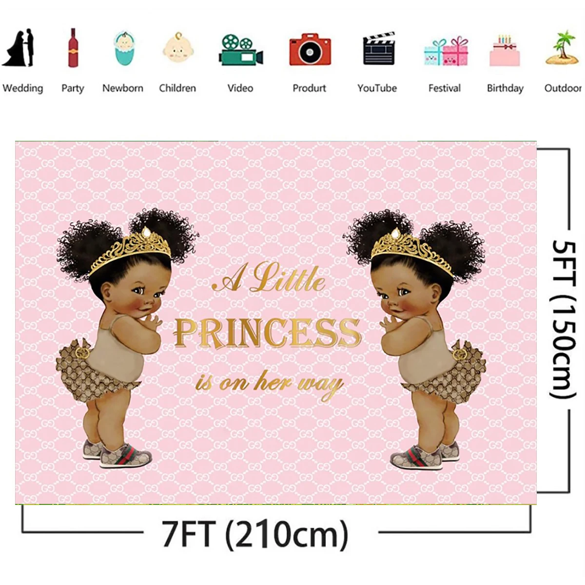 Pink Damask Little Princess On the Way Twin Girls Baby Shower Custom Photo Studio Photocall Backdrop background