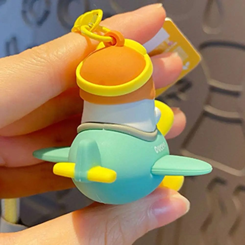 3D Little Liu Duck Keychain Cartoon Cute Wacky Schoolbag Pendant Creative Rotating Small Plane Key Ring Accessories Students