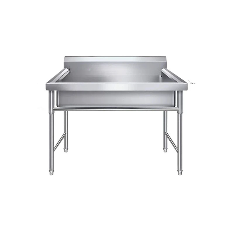 Large Commercial Stainless Steel Single Tank Floor Standing Dishwashing Kitchen Sink for School Canteen Outdoor Use