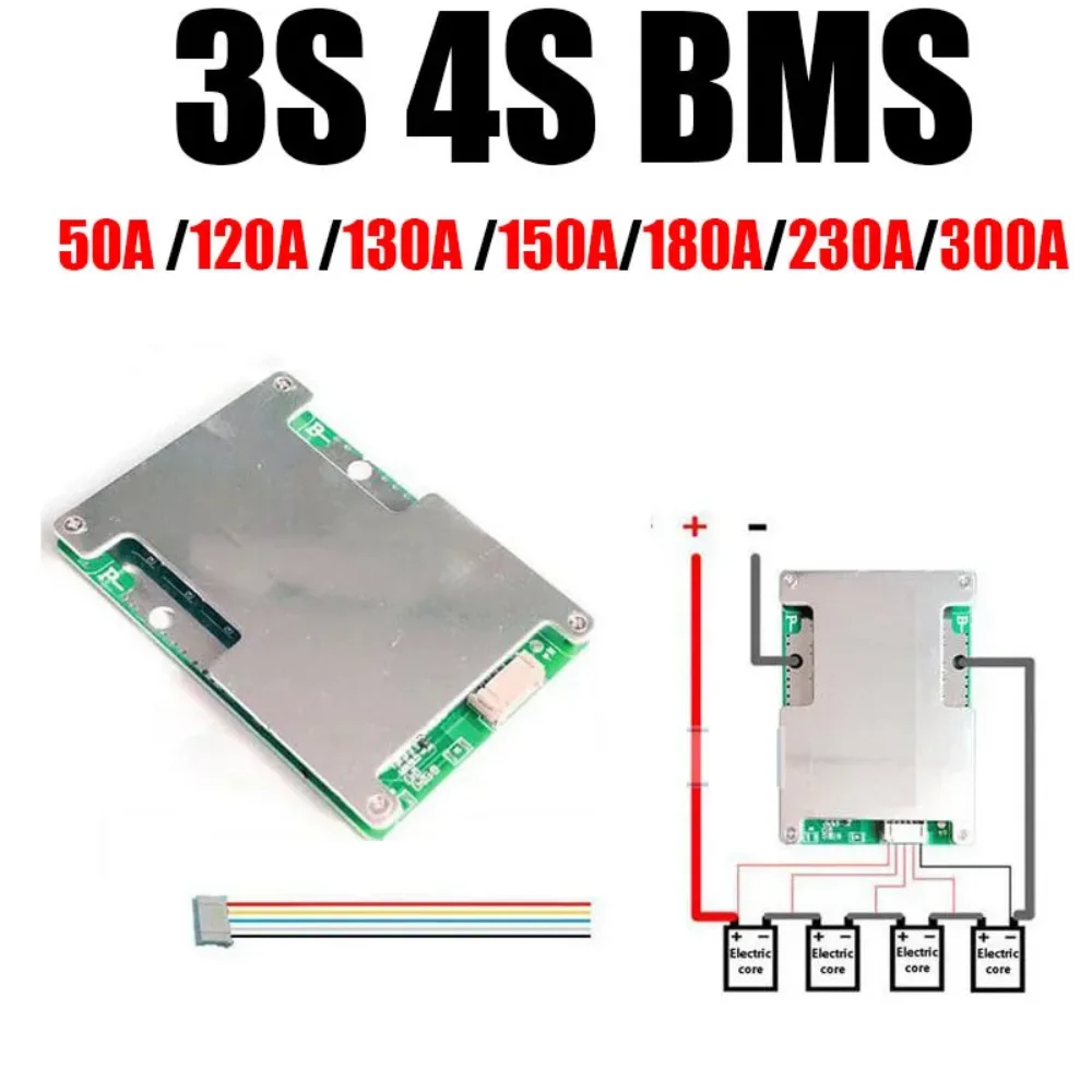 

3S 4S Li-Ion LifePo4 BMS 12В 120A 150A 180A 230A 300A Защитная плата литиевого аккумулятора баланс 3,2 в 3,7 в автомобильный старт