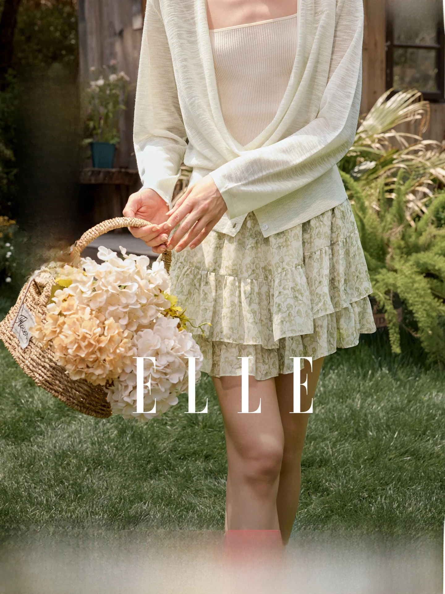 

Elle Floral Print Chiffon A-Line Skirt Women's Summer New Design Sensation Vacation Style High Waist Elastic Waist Skirt