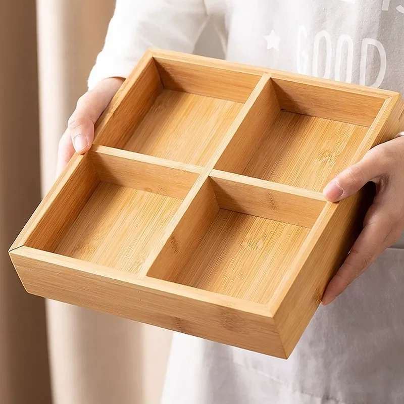 Storage box, surrounding stove, brewing tea, divided into four grids, fruit snacks, fruit plate, snack plate