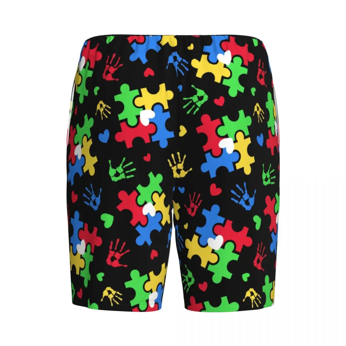 Custom Colorful Puzzle Autism Awareness Pajama Bottoms Men's Lounge Sleep Shorts Drawstring Sleepwear Pjs with Pockets