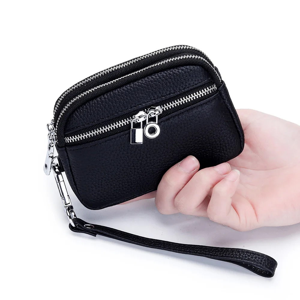 

2025 новый дизайн, женские мини-кошельки из натуральной кожи, многофункциональная женская сумка с двойной молнией и модным замком на запястье