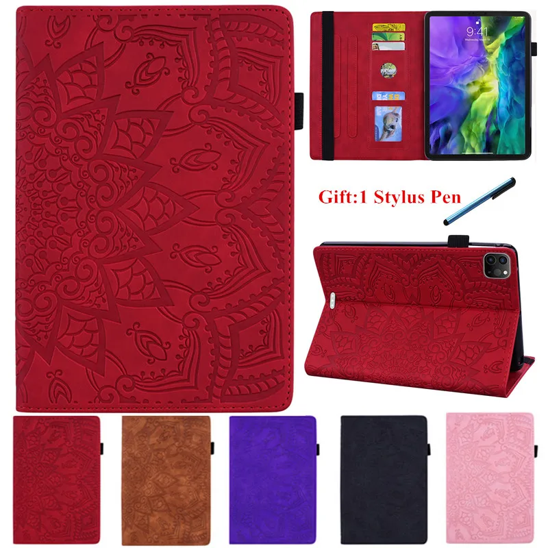 

Чехол с 3D цветочным тиснением для Apple iPad Pro 12,9 12 9 2020 и слотами для карт, чехол Smart Folio для Funda iPad Pro 12,9 2020