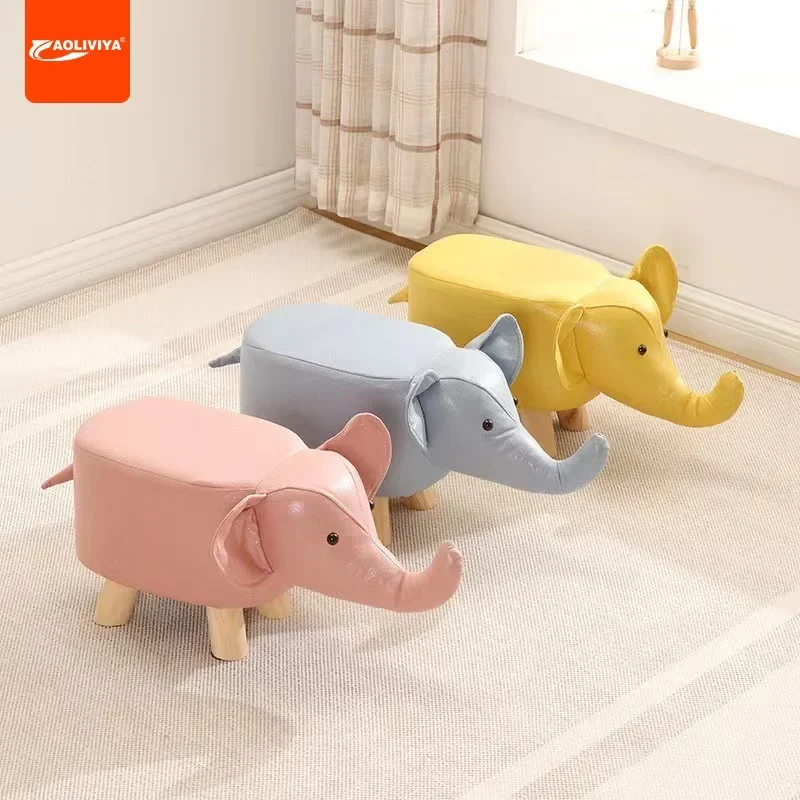 

Aoliviya Solid Wood Stool Cartoon Animal Elephant Low Stool Home Living Room Fashion Small Bench Creative Children's Shape Stool