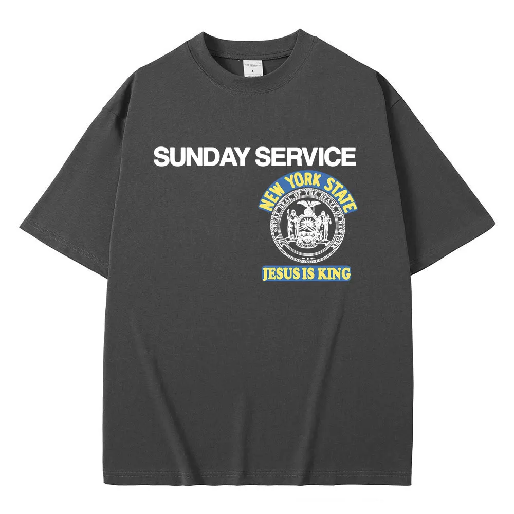 Rapper Kanye West Sunday Service Jesus Is King T-Shirt im gleichen Stil, bedruckt, Herren Hip-Hop Oversize T-Shirts, Herren 100% Baumwoll-T-Shirt – Detail 5