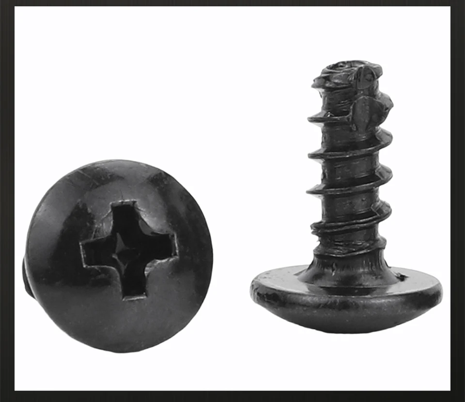 JUIDINTO Phillips Truss Head Cutting Tail Self Tapping Screws Black Plated Carbon Steel Recessed Cross Mashroom Head Screw M3 M4 – Detail 9