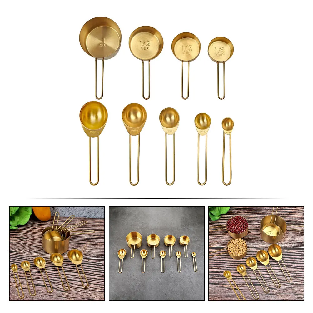 

1Set Measuring Spoon and Cup Set Stainless Steel Household Baking Accessory Compact Lightweight Ergonomic Design Convenient