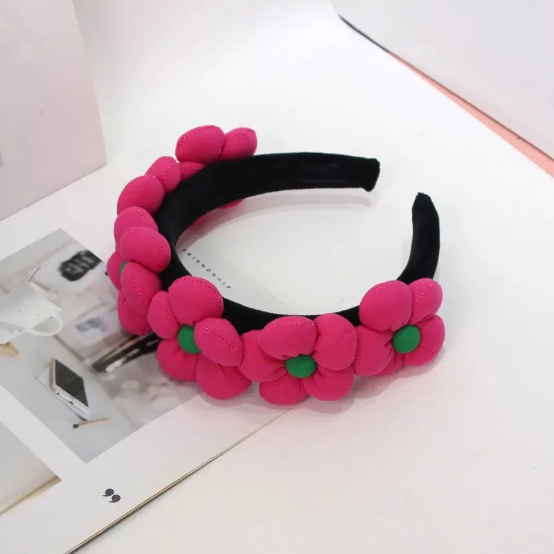 Diadema de conejo con aro para el pelo de flor grande de color Simple y dulce, adecuada para lavado Facial, cuidado de la piel, accesorios para el cabello de algas marinas