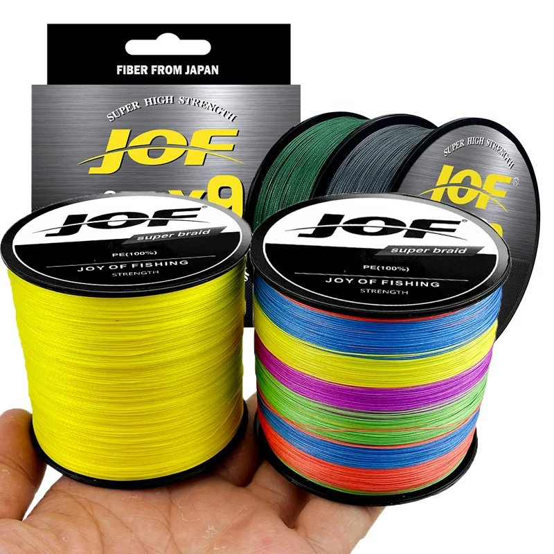 Jof linha de pesca trançada, 9 fios, suave, durável, alta quantidade, multifilamento, fio de flutuamento pe, super forte, 20-80lb para carpa, pique