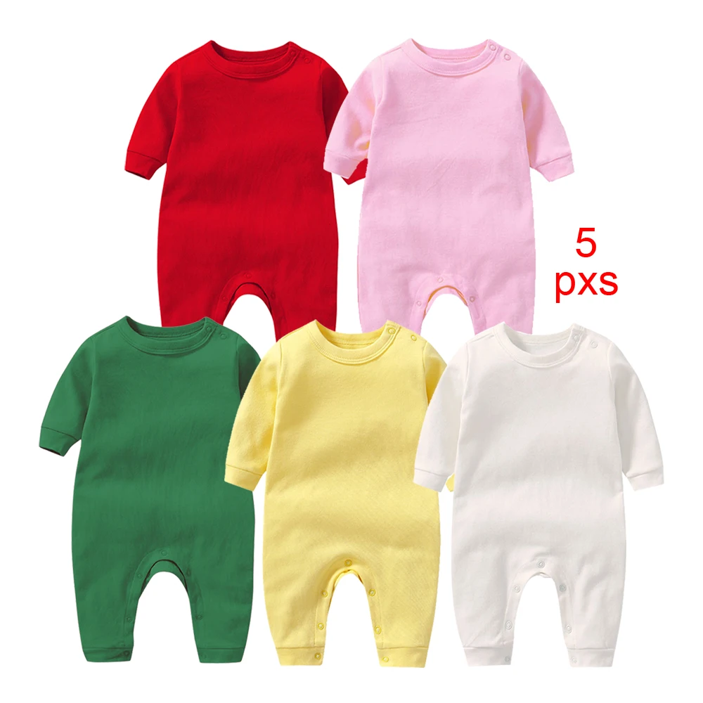 

5 pcs Wholesale in Bulk Newborn Baby Jumpsuits Rompers One-Pieces Grows Growings Sleepsuits Sleepers Roupa de Bebe Long Sleeved