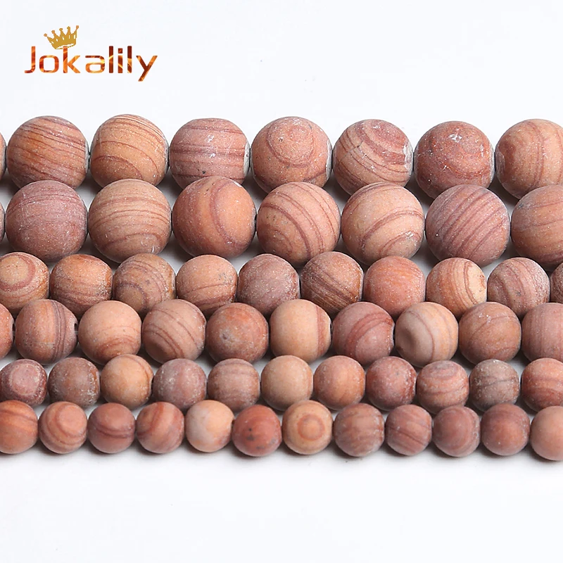 Dull Polish Natural Orange Wood Grain Jaspers Stone Beads Round Beads For Jewelry Making DIY Bracelets Accessories 6 8 10 12mm