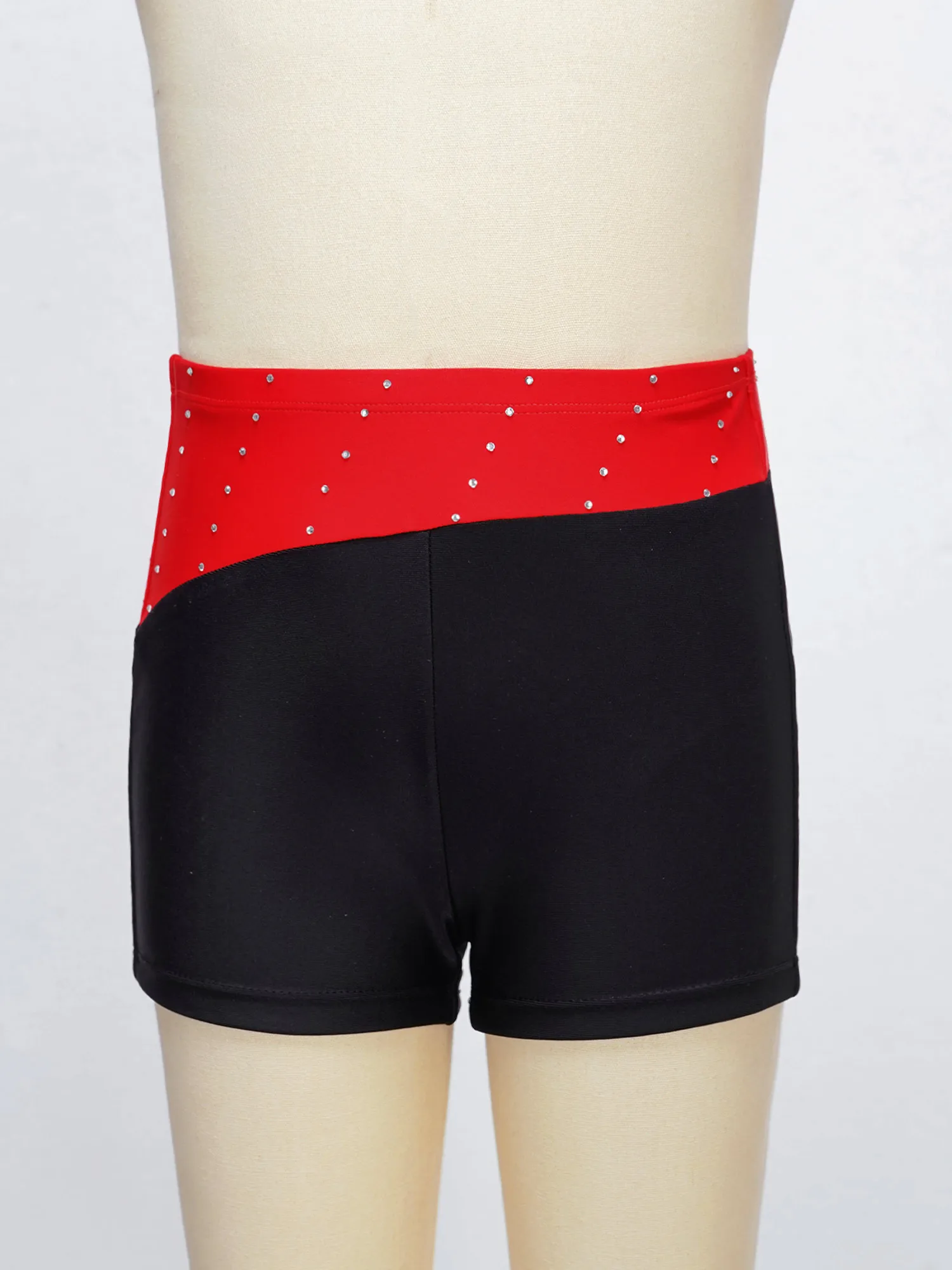 Macacão Ginástica Strass Brilhante com Cintura Elástica, Ombro Oblíquo Infantil, Collant de Balé Feminino, Fundo Boxer