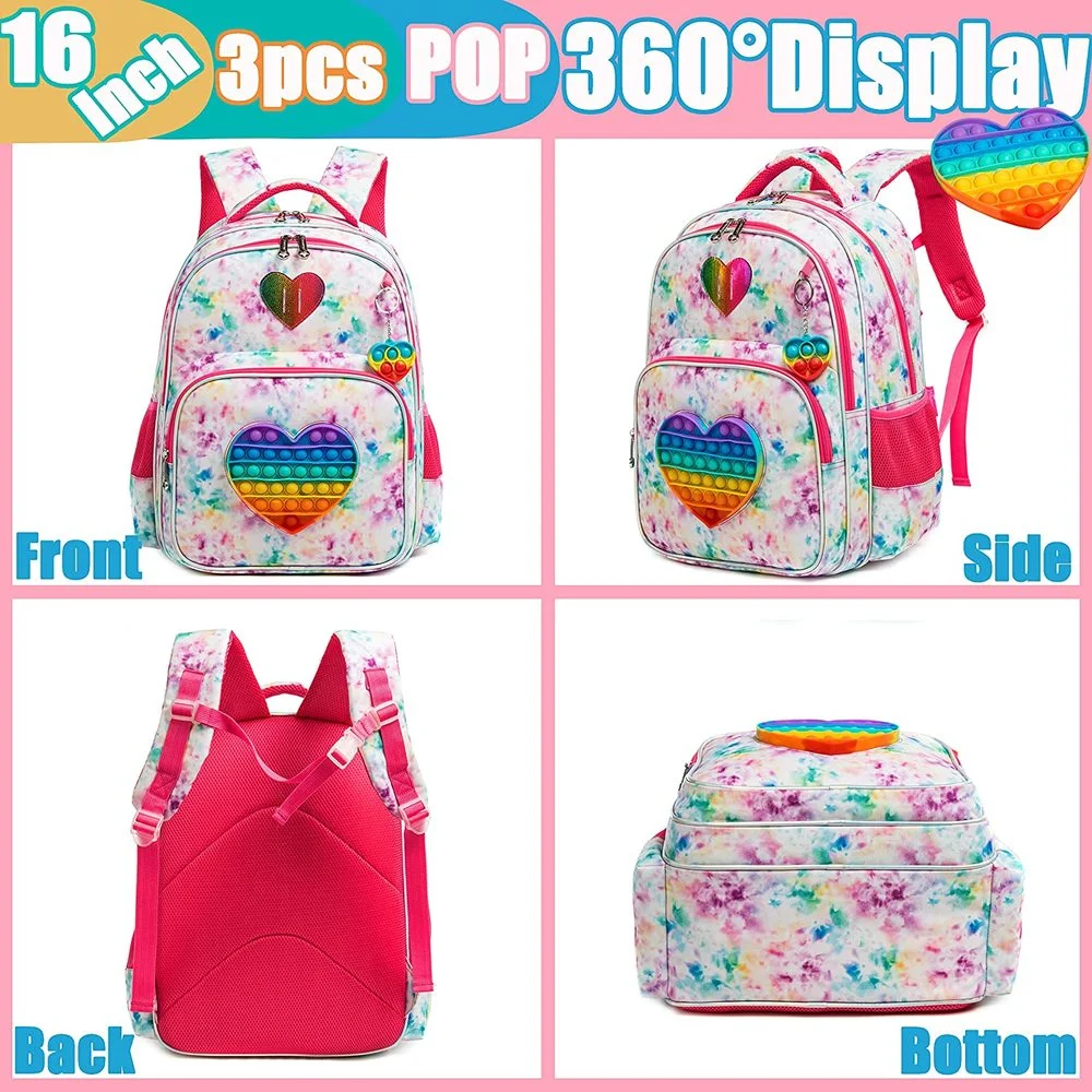 3 in 1 Kinder taschen für Mädchen Schult aschen kawaii Rucksack wasserdichte Kinder Schult aschen für Mädchen 16 "Taschen für Mädchen Set Tasche